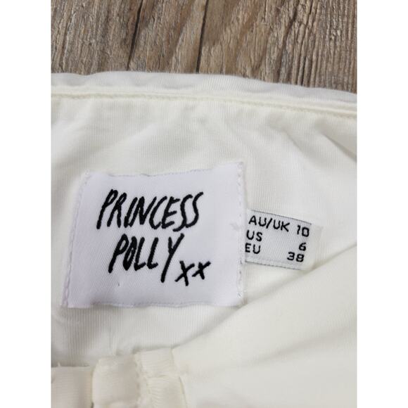 Princess Polly Romina long sleeve top white Bra Clasp Tie Front Crop Size 6 Smal - Picture 3 of 7